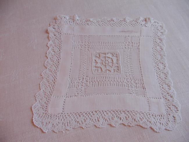 So charming doily with drawn thread works and Reticella lace 1909