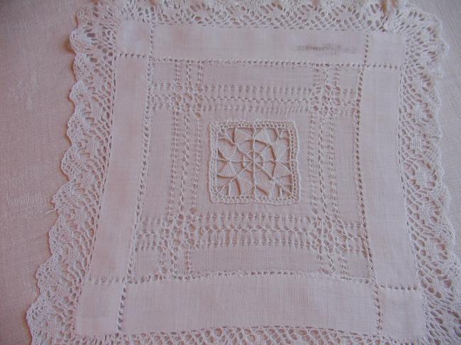 So charming doily with drawn thread works and Reticella lace 1909