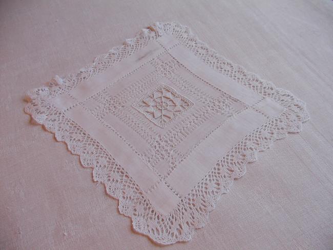 So charming doily with drawn thread works and Reticella lace 1909