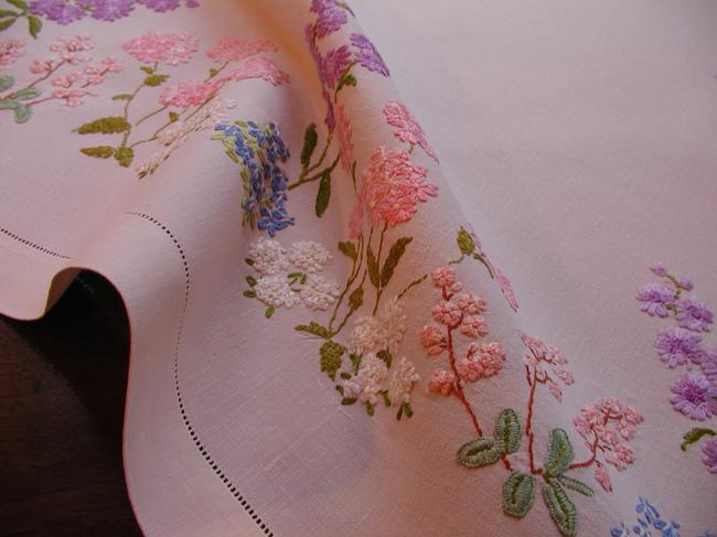 Breathtaking embroidered tablecloth with summer flowers