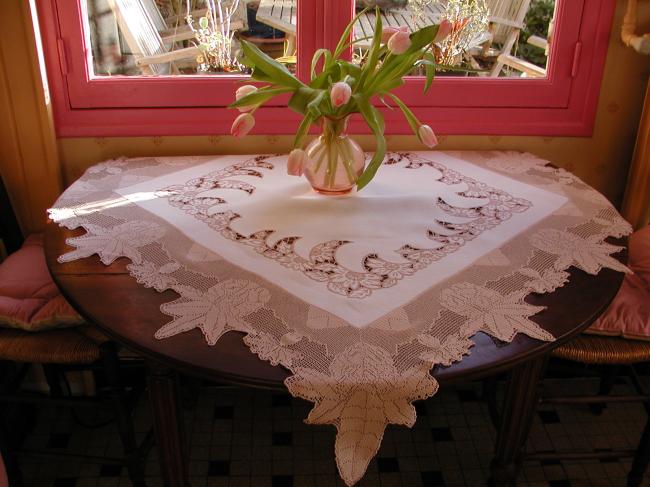 Spectacular designer Mary Card crochet lace tablecloth