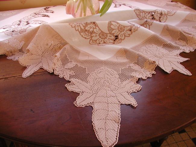 Spectacular designer Mary Card crochet lace tablecloth