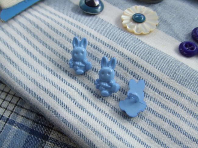 Adorable bouton en forme de lapin, couleur bleue