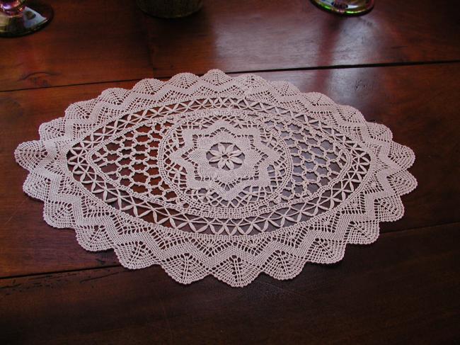 Lovely Cluny bobbin lace oval table centre