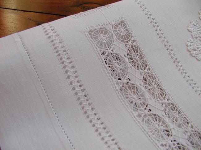 Wonderful drawn thread and Teneriff works tablecloth 1900