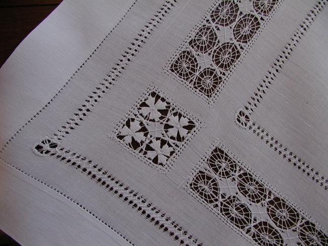 Wonderful drawn thread and Teneriff works tablecloth 1900