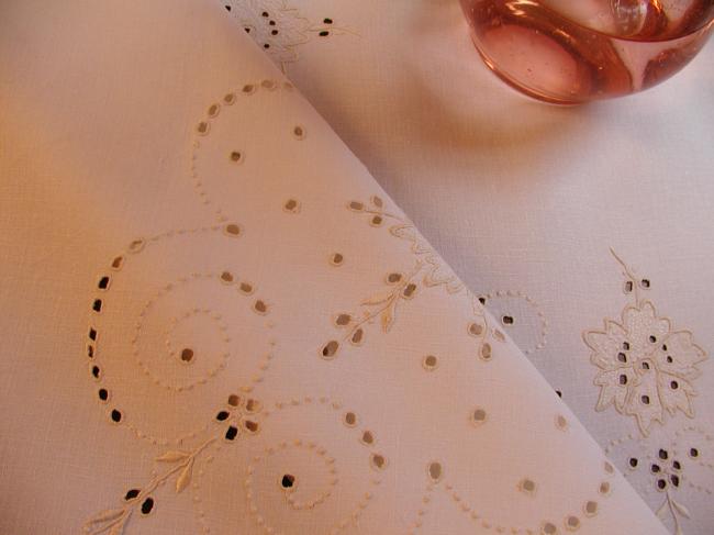 So charming little tablecloth with embroidered flowers