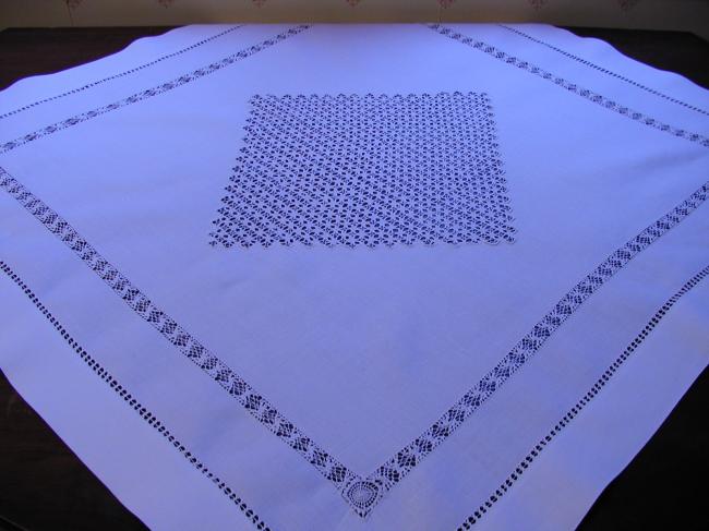 Wonderful tablecloth with large drawn thread works