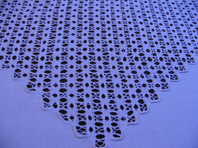 Wonderful tablecloth with large drawn thread works