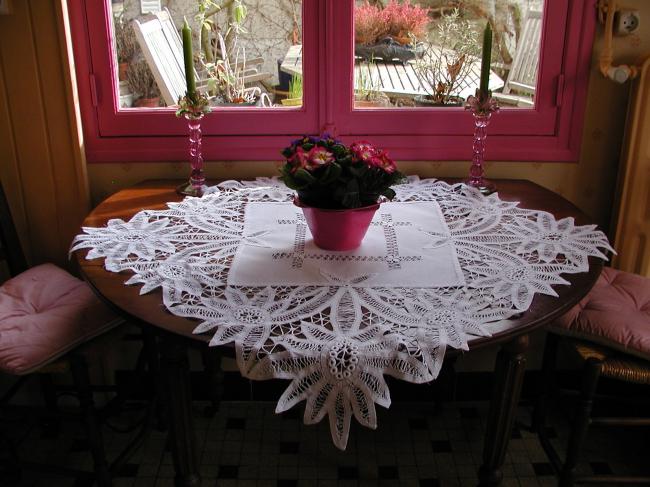 Gorgeous Battenburg tape lace tablecloth 1900