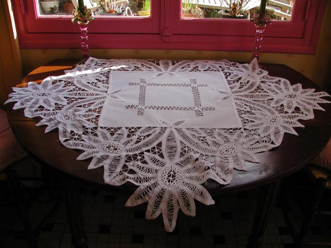 Gorgeous Battenburg tape lace tablecloth 1900