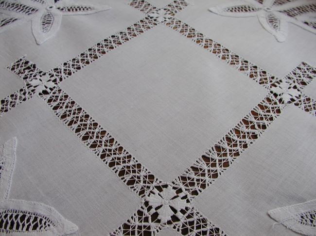 Gorgeous Battenburg tape lace tablecloth 1900