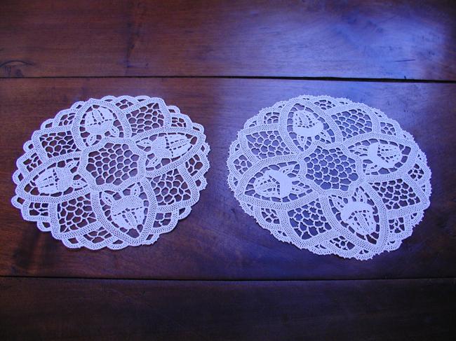 Marvellous pair of Venezia lace doilies