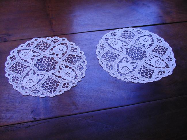 Marvellous pair of Venezia lace doilies