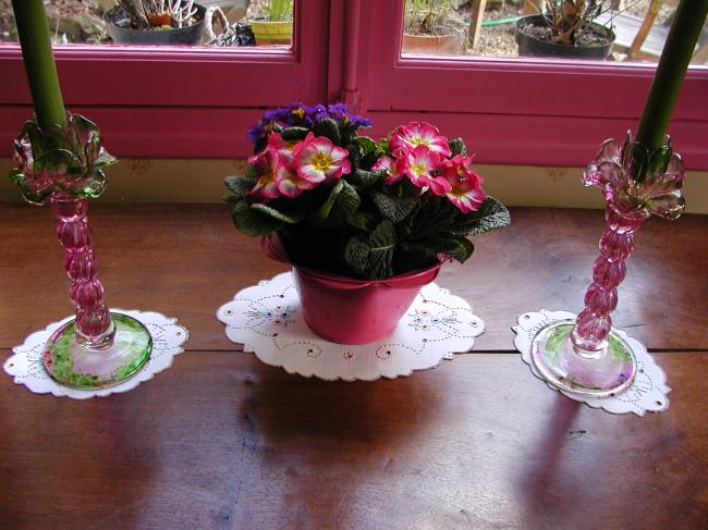 Lovely set of doilies for symmetrical decor in colorful Madeira embroidery