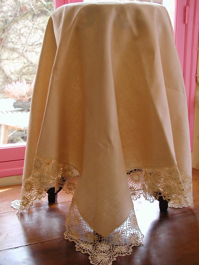 Really pretty tablecloth with large Cluny lace