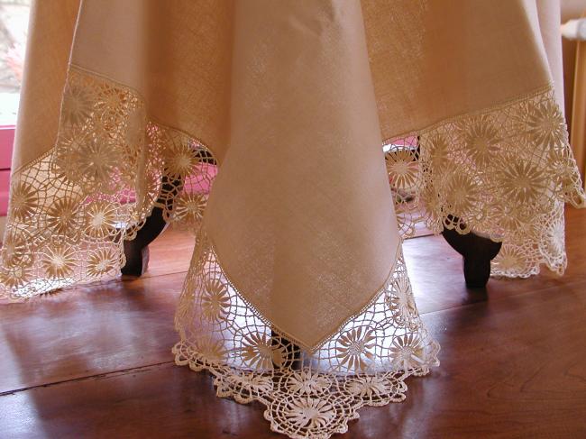 Really pretty tablecloth with large Cluny lace